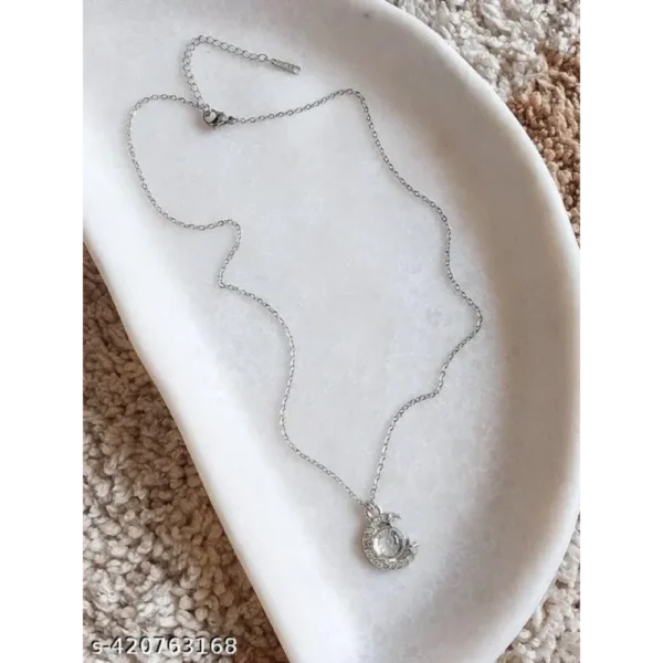 Moonstone Moon & Star Pendant Necklace for Women – Dreamy Gift