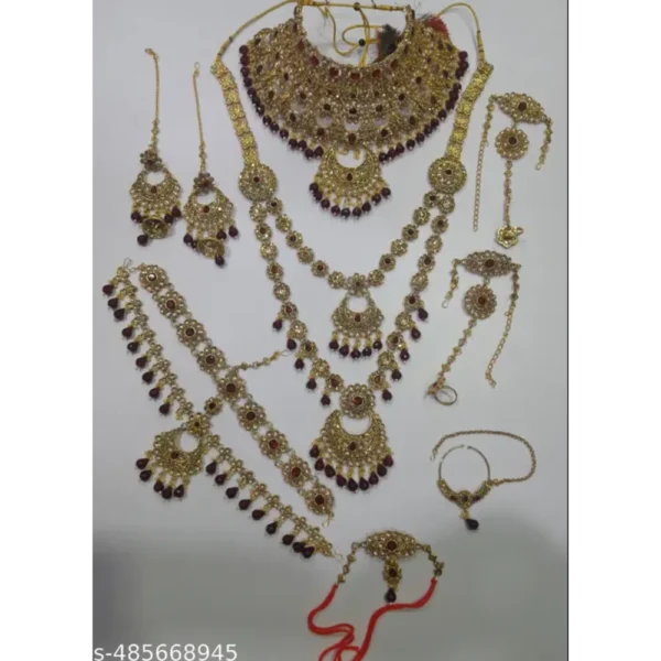 Golden Maroon Kundan Dulhan Set – Full Bridal Jewellery by Shiv Shakti