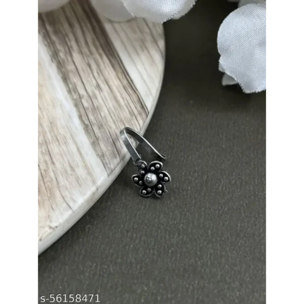 Silver Oxidized Non Piercing Nose Pins | Pack of 6 for Girls