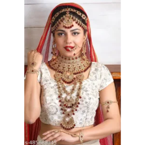 Golden Maroon Kundan Dulhan Set – Full Bridal Jewellery by Shiv Shakti