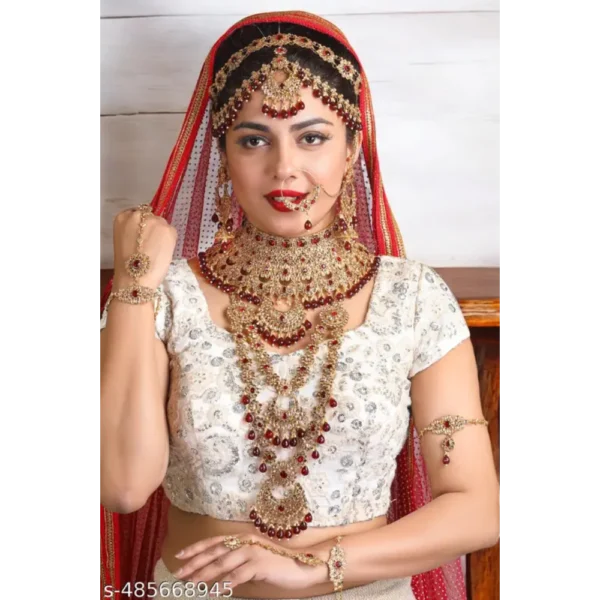 Golden Maroon Kundan Dulhan Set – Full Bridal Jewellery by Shiv Shakti