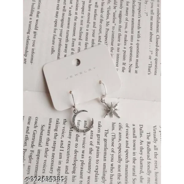 Korean Silver Plated Star Moon Earrings – Cute & Trendy Drop Design