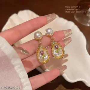 Pearl Statement Earrings – Elegant Gold Plated Drop Design