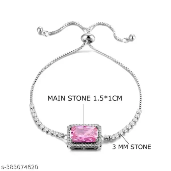Trendy Silver Pink Crystal Matrix Bracelet – Adjustable & Glam