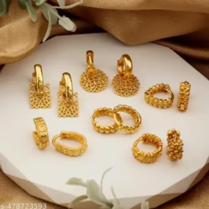 stylish earrings studs bali combo for Women – Gold Plated Set