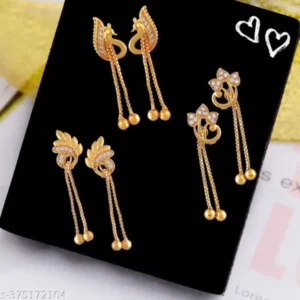 Trendy Fancy Earrings Combo – Golden Party Wear Earrings Set