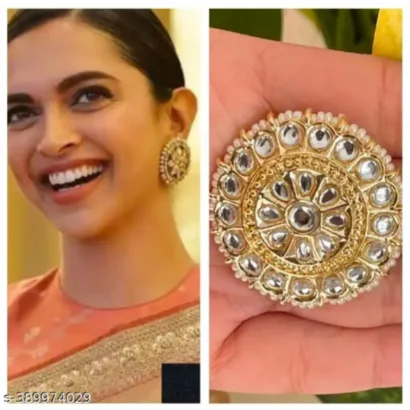 Satrangi Bollywood Style Jadau Kundan Studs – Gold Plated Oversized Earrings