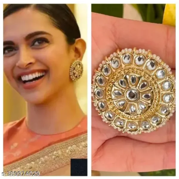 Satrangi Bollywood Style Jadau Kundan Studs – Gold Plated Oversized Earrings