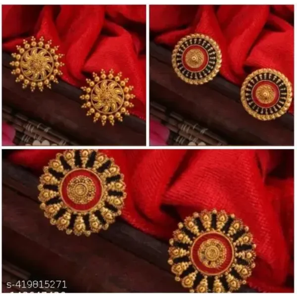 Pack of 8 Earrings – Stylish Oversized Studs Combo