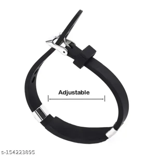 Om Symbol Black & Silver Silicone Bracelet for Men & Women