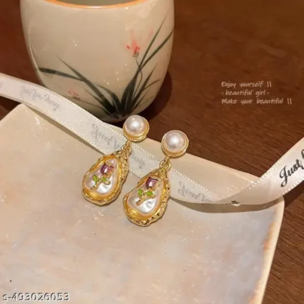 Pearl Statement Earrings – Elegant Gold Plated Drop Design