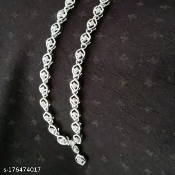 Glamorous American Diamond Necklace Set – Rhodium Plated Shine
