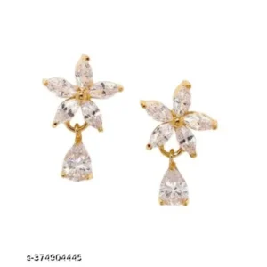 Lightweight Gold Plated CZ American Diamond Stud Earrings