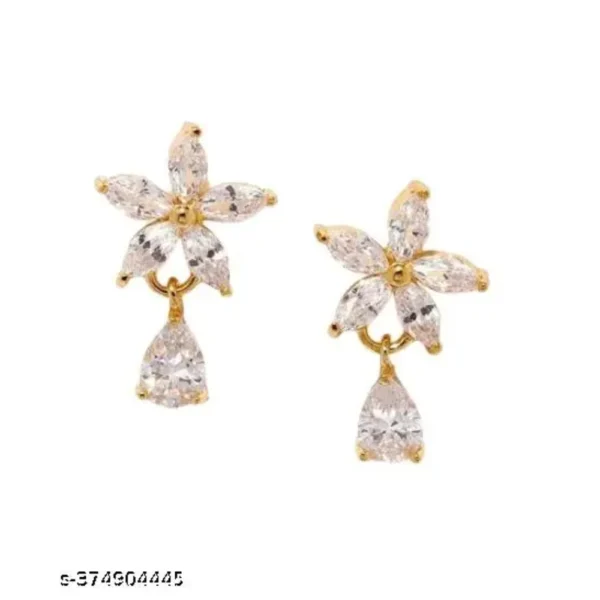 Lightweight Gold Plated CZ American Diamond Stud Earrings