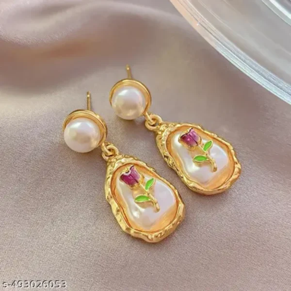 Pearl Statement Earrings – Elegant Gold Plated Drop Design